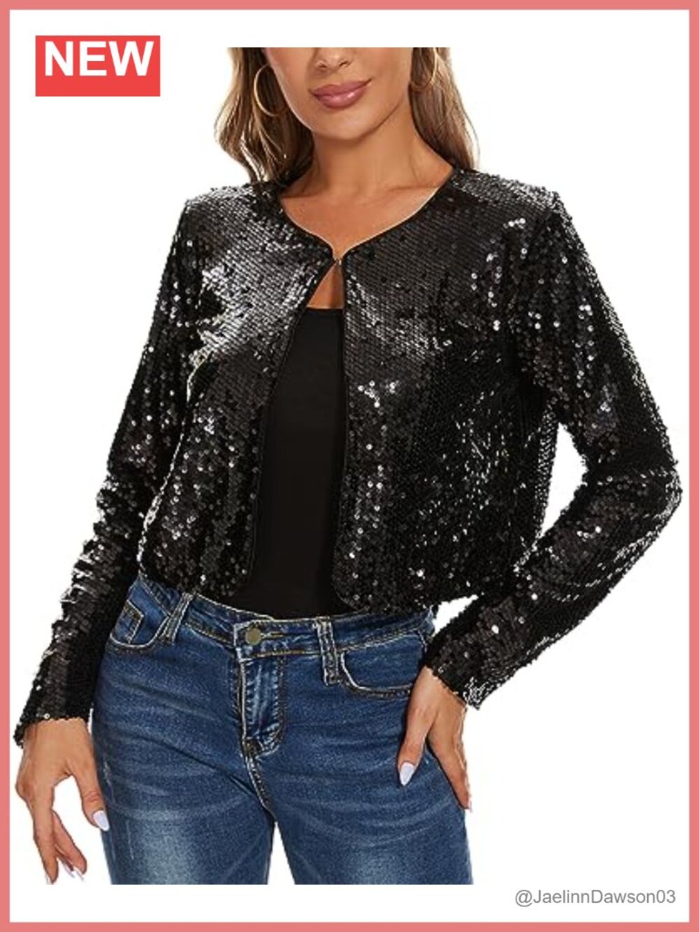 Sequin Shrug Bolero Open Front Long Sleeve Cropped Cardigan